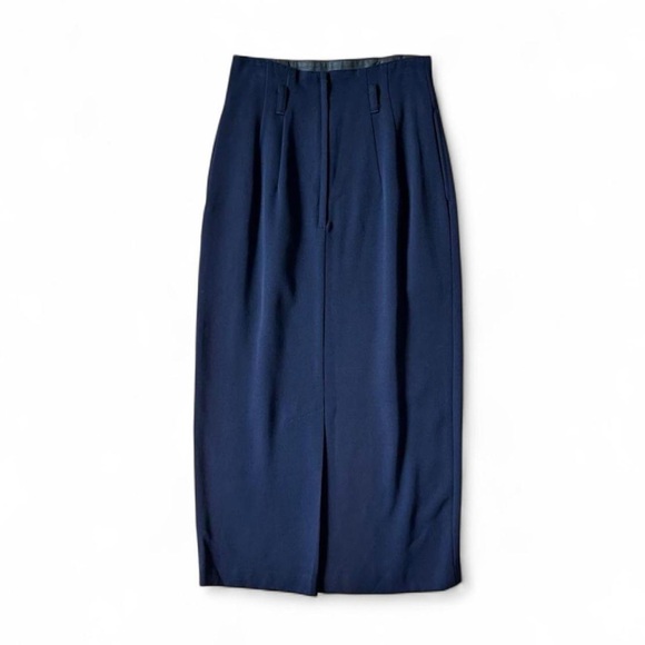 Yohji Yamamoto Y’s navy wool gabardine I-line midi skirt NWT deadstock vintage - Picture 2 of 8